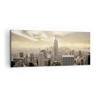 Wandbilder 100X40Cm Leinwandbild Stadt Wolkenkratzer Manhattan New York Bilder