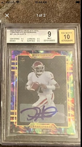 2022 Super Glow Jalen Hurts Eagles Black Opal #27 BGS 9 Auto 10 1/1