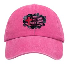 Make America Godly Again Cross USA Flag Washed Adjustable Baseball Dad Hat