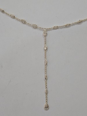 14k Yellow Gold Necklace With Lab Create Diamonds Marquis Lobster Lock  18''