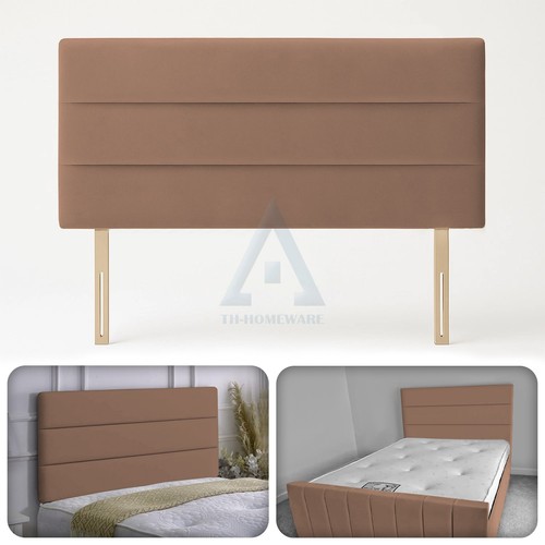 Polster Samt Kopfteil Braun Gepolstert Bett Kopfteile Einzel-, Doppel- & King - Bild 1 von 5