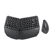 Wireless Ergonomic Compact Keyboard  6-Button Vertical Mouse Bundle - Black