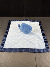 Target Cloud Island Blue Whale Lovey 13" Plush Baby Toy Satin Blanket 2017