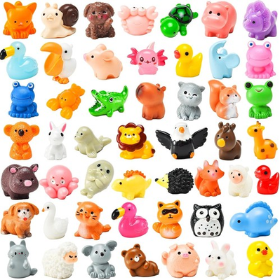 #ad 50 Pcs Mini Resin Animal Tiny Resin Animals Figurines Bulk Miniature Little to.. $16.62