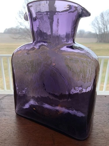 Vintage Blenko Glass Double Spout Decanter Purple Amethyst 20oz