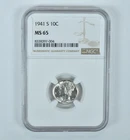 1941-S Mercury Dime MS65 NGC Brown Label