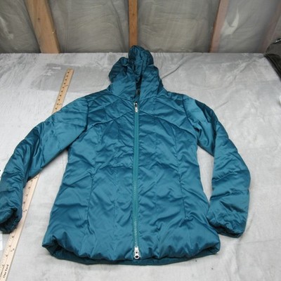 GoLite Down Jacket Womens Small Blue Full Zip Insulated Hooded Light Pack Puffer