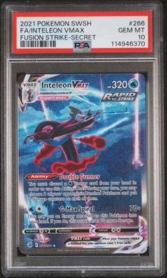 PSA 10 Inteleon Vmax 266/264 - Secret Fusion Strike Pokemon TCG | eBay