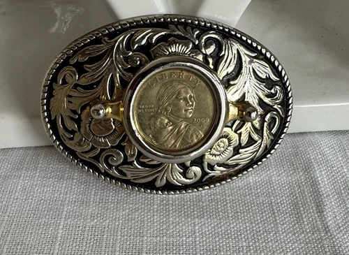 NOCONA LIBERTY SACAGAWEA DOLLAR COIN BELT BUCKLE Year 2000