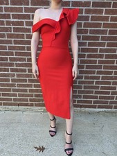 Fashion Nova Red Riley Bandage Midi Dress
