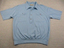 Vintage Haband Comfort Club Shirt Mens XL Blue Banded Bottom Short Sleeve Polo