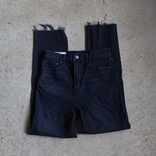 GAP Cheeky Straight High Rise Black Raw Hem Jeans Size 27 Regular