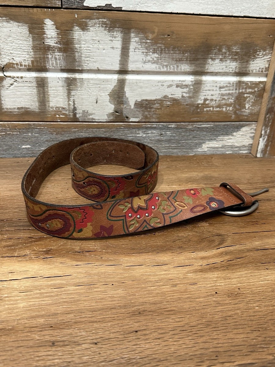 Fossil Y2K Boho Leather Belt L 1.25\