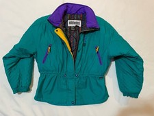Vintage 90s Edelweiss Teal Purple Ski Jacket Geometric Details Large-XL EUC