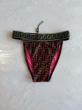 Costume da bagno donna Fendi monogramma logo marrone nero elastico in vita fondo tg M