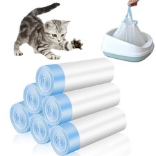 120 Pack Cat Litter Box Liners with Drawstring Cat Litter Bags Replacement Wa...