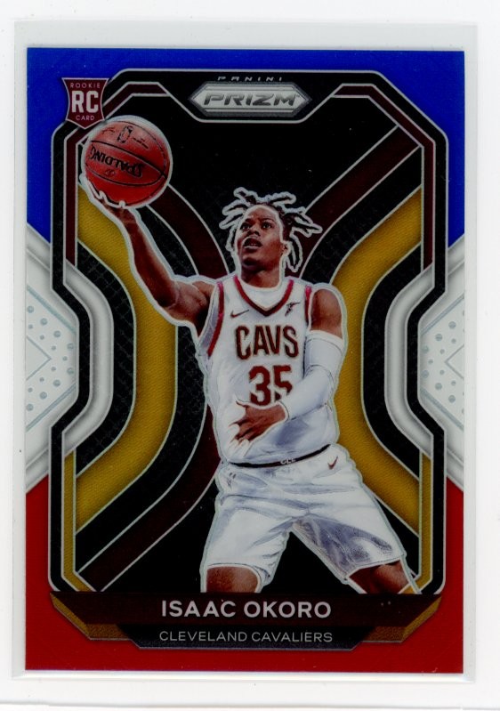 2020-21 Panini Prizm #298 Isaac Okoro Red, White and Blue Prizms D9