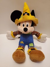 Disney Store Mickey Mouse 15" Plush Scarecrow Costume Autumn Fall Hat Colorful