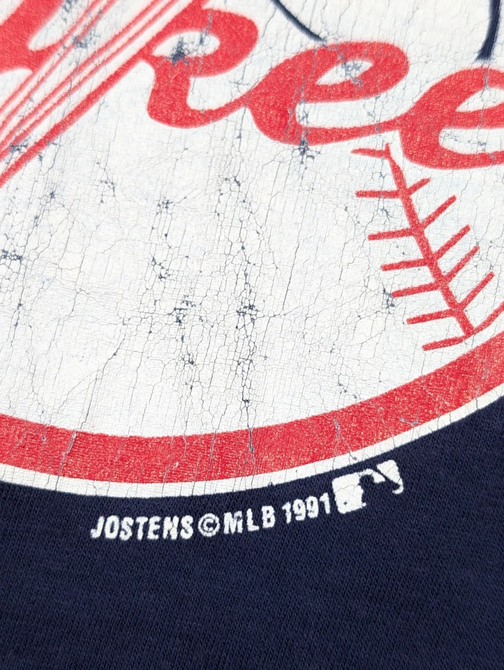 De colección Años 90 NY Yankees Lg Hecho en EE. UU. MLB Béisbol Deportes 1991 Azul Marino Punto Único Foto 2 de 4