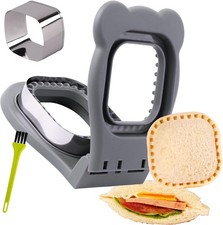 Uncrustables Sandwich Square:mold:5.9*4.9 inch;cutter:3.7*3.7 inch, Gray 
