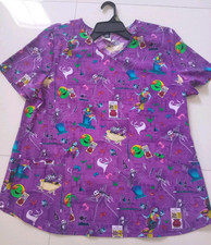 New Disney The Nightmare Before Christmas V-Neck Scrub Top Purple Women's Sz XL