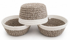 Set of 3 Woven Rope Storage Baskets Cotton Organizer Bowls Home Decor Beige Whit