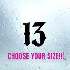 Number 13 Sticker Vinyl Decal Lucky Die Cut - Car Window Wall Decor Gift Car SUV
