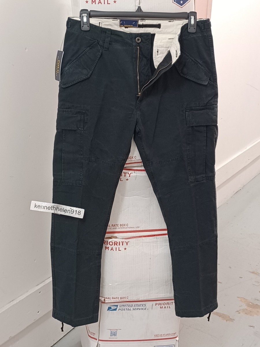 POLO RALPH LAUREN CLASSIC FIT CANVAS CARGO PANTS BLACK MENS SIZE