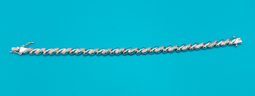 NEW Signed PAJ Sparkly Real Diamond Accent Platinum Plated Bracelet 7½" - Picture 3 of 5