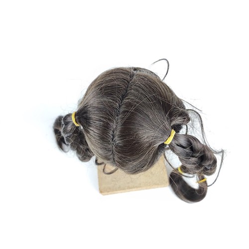 Vintage doll wig, artificial hair, Kanekalon, dark brown, 10" to 10.5", braids - Picture 5 of 6