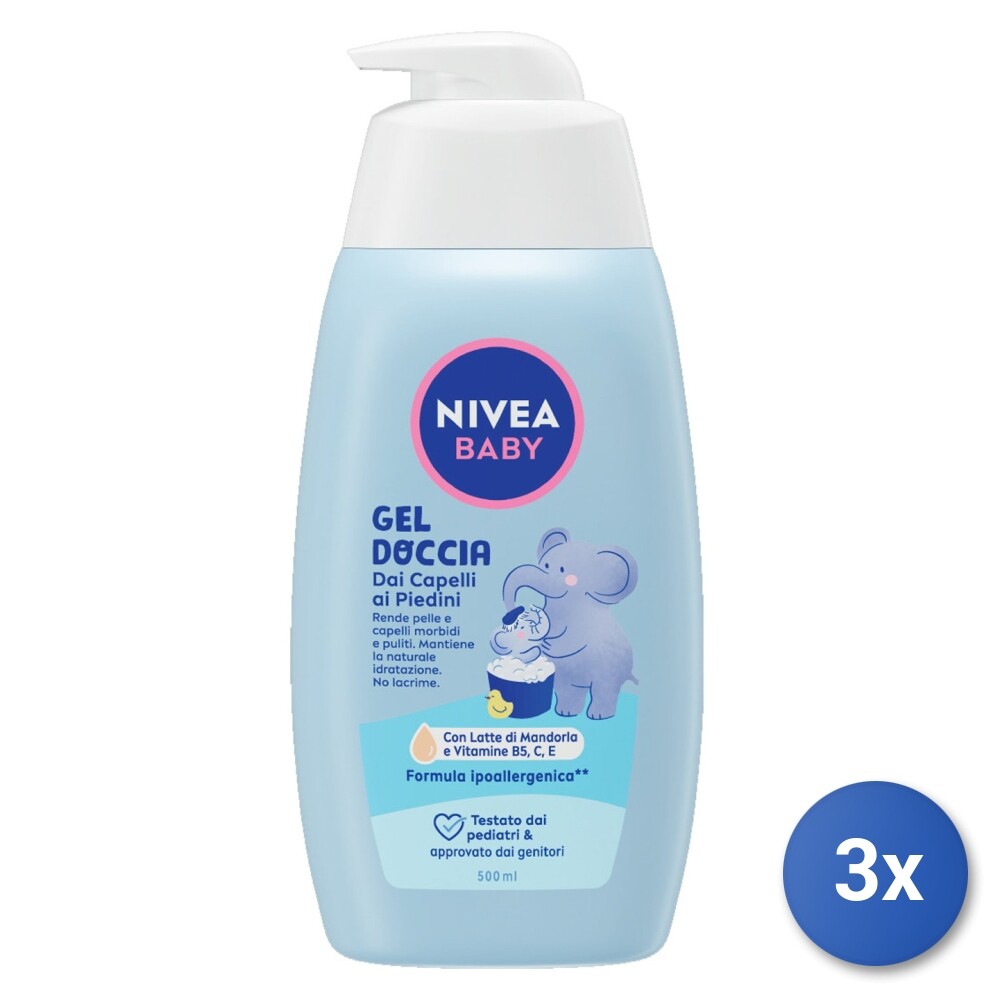 3x Nivea Baby 500 Ml. Shampoo + Corpo Dispenser 80512