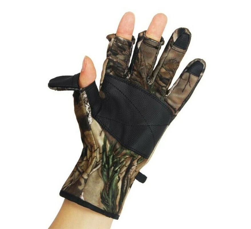 Guantes de caza de dedo completo para hombre camuflaje biónico invierno cálido polar tiro golf Foto 3 de 4