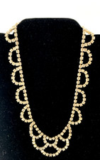 Rhinestone Choker Necklace  Prong Setting  Layered Scallops  Blingy  Vintage