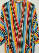 Vintage 50s-70s Robe Rainbow Multicolor Colorful Unisex Large Belted Rare Read