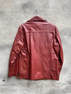 Vintage McGregor Orange Brown Leather Safari Jacket Size 42 | eBay