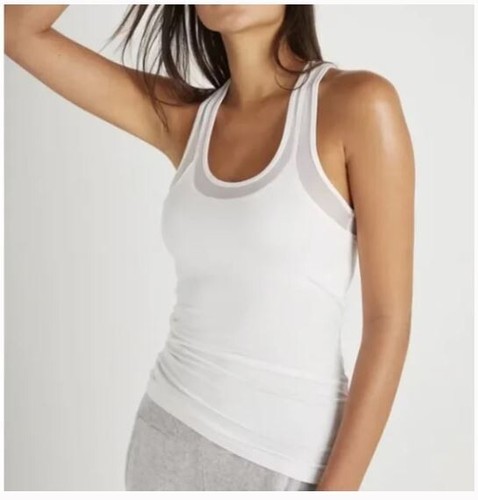 Anatomie Trina White Racerback Tank Top Built In Bra Made In Italy NWT Size XL