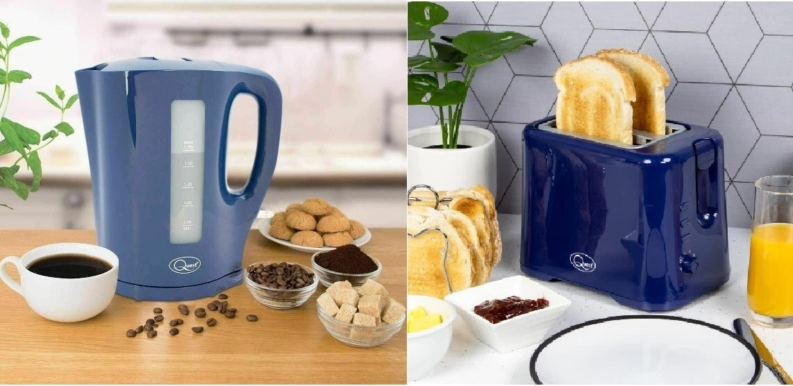 Blue kettle toaster set sales