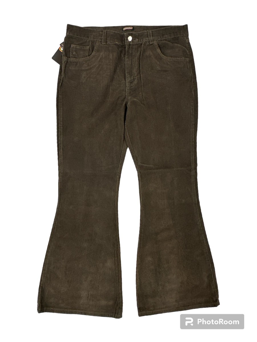 Men's Retro Brown Corduroy Bell Bottom Super Flared Jeans (FACTORY SECONDS)