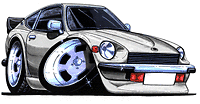 Datsun 240z 260z 280z Cartoon car t-shirt -Light Silver Car image on white shirt - Bild 1 von 2