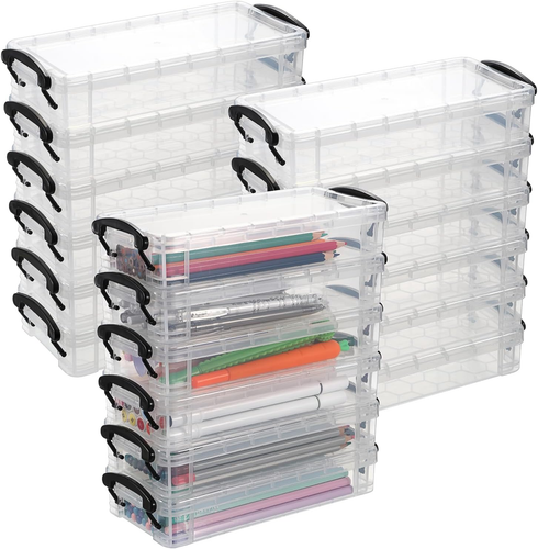 18 Pack Large Capacity Pencil Box, Plastic Pencil Case Crayon Box Bulk, Clear Ma