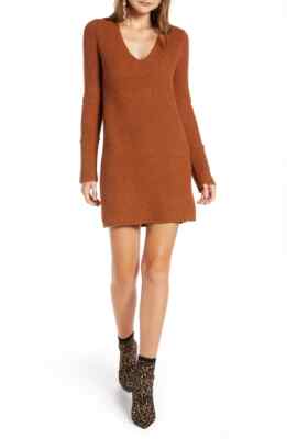 SOMETHING NAVY Arielle Charnas Rust Ribbed Tunic Sweater Dress S 4/6  Nordstrom
