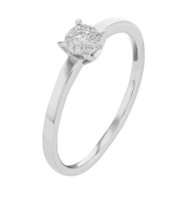 Anillo de compromiso de diamantes Damiani Bliss de 0,10 quilates de oro blanco macizo 750 de 18 quilates talla 7 Foto 3 de 4