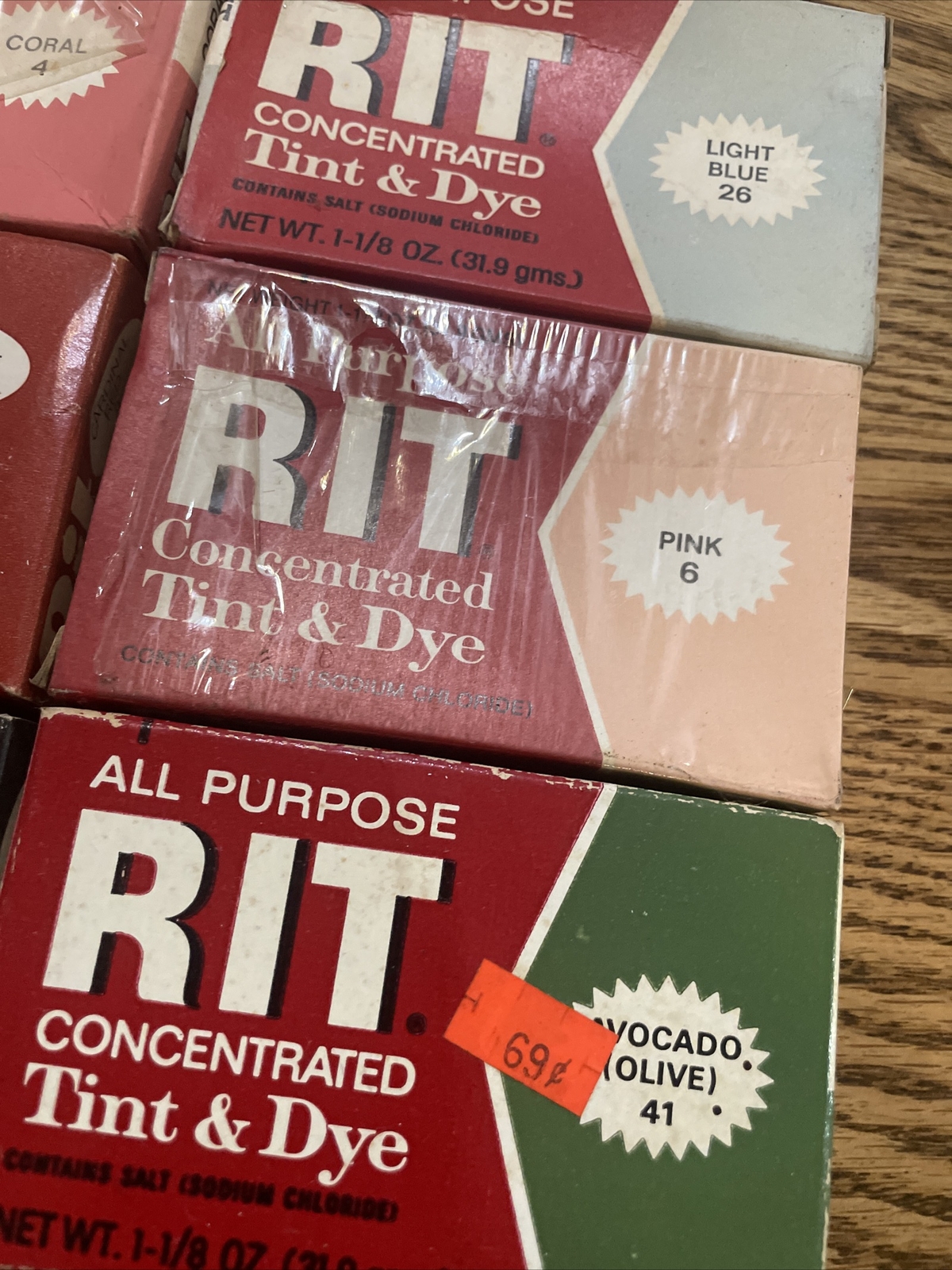 6 VINTAGE PACKAGES OF RIT DYE RED Light BLUE PURPLE Coral Avocado Olive Pink | eBay