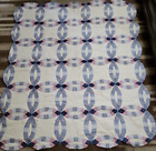 Cute Double Wedding Ring Quilt Scalloped Edge Cotton 80"X68" Mother's Day Gift