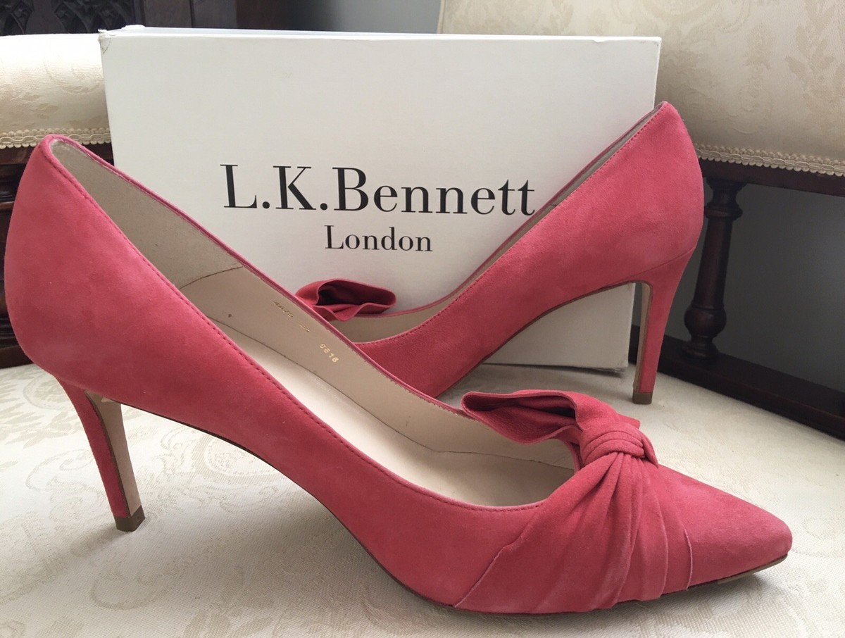 Lk Bennett Pink Suede Block Heel Shoes Lk Bennett Suede Pink Court