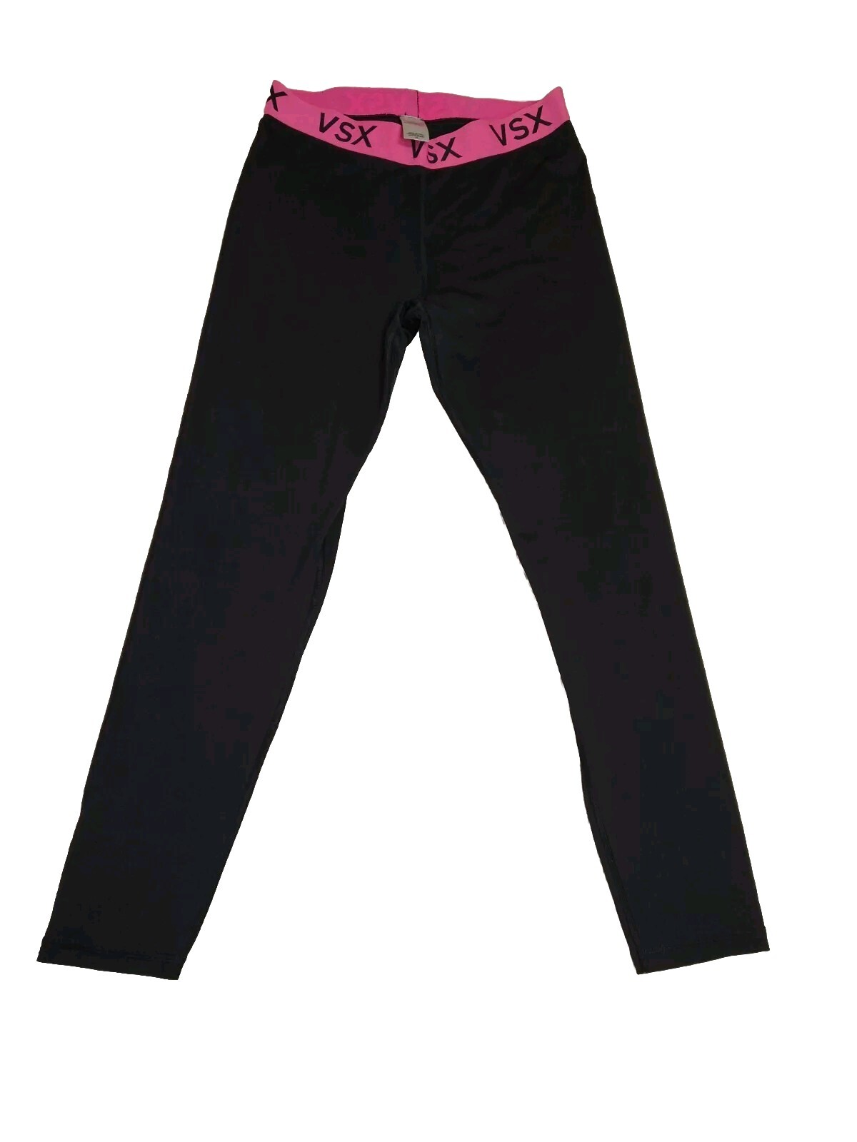 VS Sports Black Leggings with Hot Pink Elastic Waistband in Size L