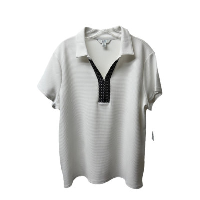 Croft & Barrow Shirt Bright White Black Textured Sport NEW Collared Slits PXL