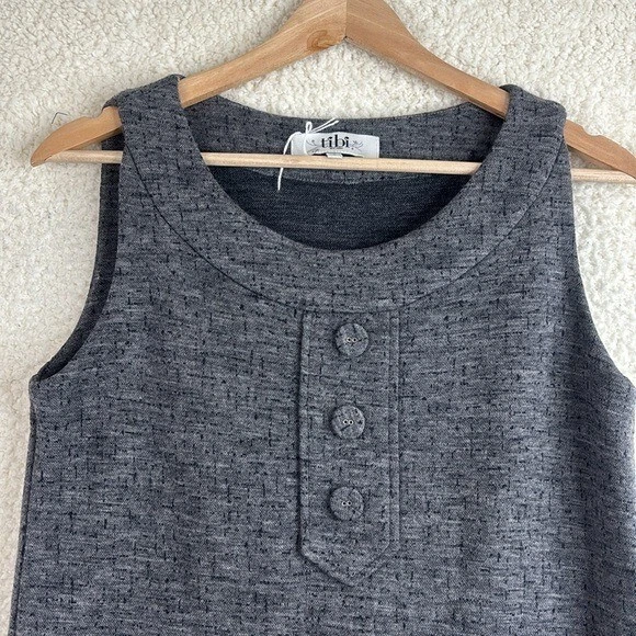 Mini Vestido Tibi Para Mujer Gris Lana Cintura Caída Sin Mangas Talla 4 Foto 3 de 4