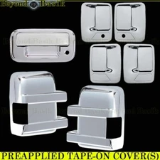 2008-2016 Ford F250 Crew CHROME 4 Door Handle COVERS w/PSK+Mirrors w/TS+Tailgate