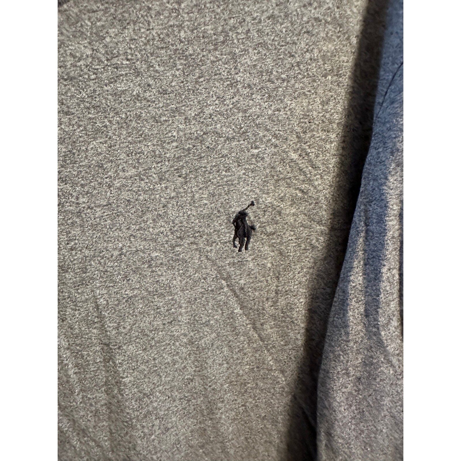 PONY Polo Ralph Lauren T Shirt Manica Lunga Vestibilità Personalizzata Grigio XL